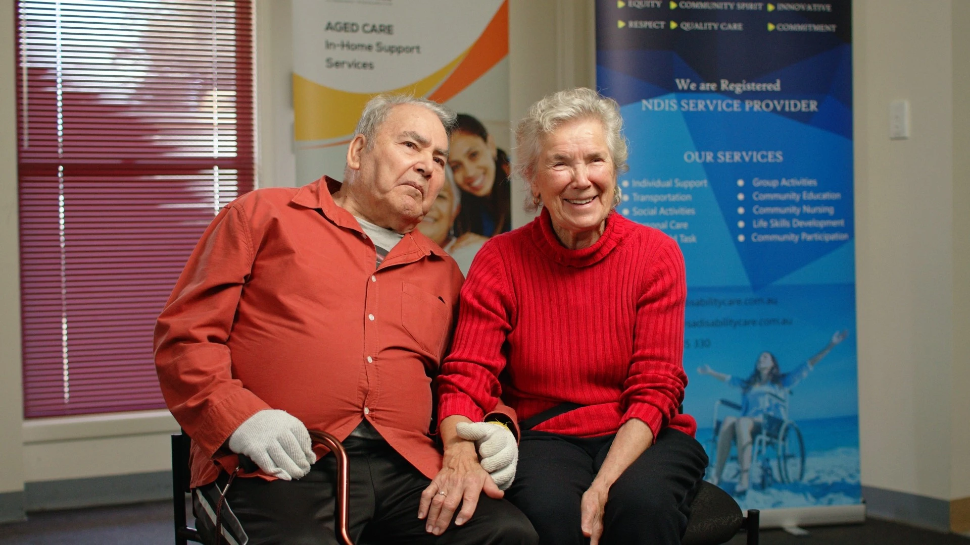 Elderly man and woman laughing together, representing compassionate NDIS and Aged Care support by SADisability Care